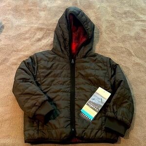 𝅺KIDS Black and Red Buffalo Plaid Reversible Coat